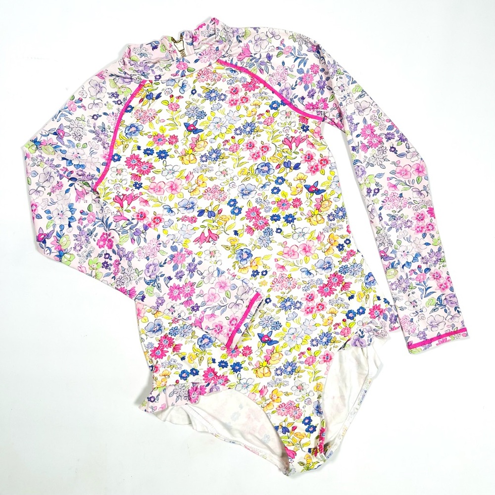 Girls Loveshackfancy Hurley Collab Floral Long Sleeve Kids Swimwear SPF 50